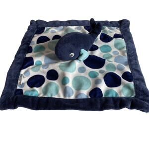 Carter's Whale Plush Lovey Navy Blue Circle Polka Dot Baby Security Blanket 13"